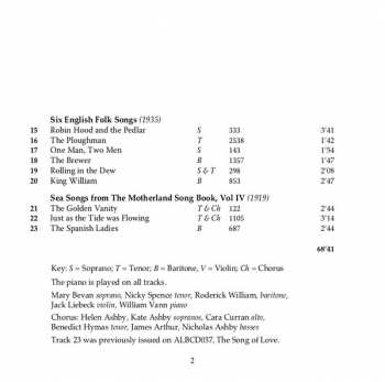 CD Ralph Vaughan Williams: Folk Songs Volume 1