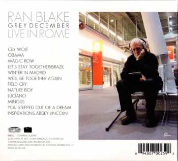 CD Ran Blake: Grey December: Live In Rome