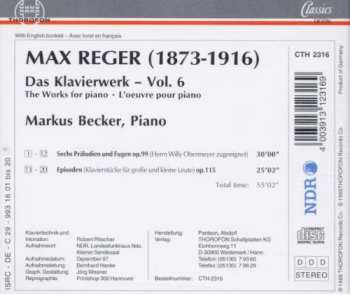 CD Max Reger: Das Klavierwerk Vol. 6: Episoden Op. 115 / Sechs Präludien Und Fugen Op. 99