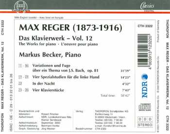 CD Max Reger: Das Klavierwerk Vol. 12