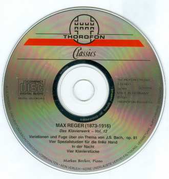 CD Max Reger: Das Klavierwerk Vol. 12