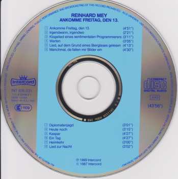 CD Reinhard Mey: Ankomme Freitag, Den 13.