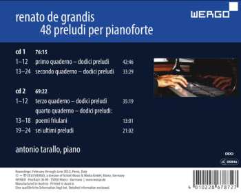 2CD Renato De Grandis: Movimento Perpetuo - Preludi Per Pianoforte