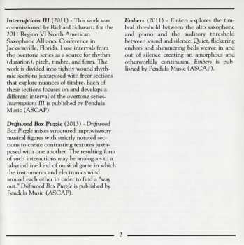 CD Kenneth Boulton: Embers (Music For Saxophone With Piano And Electronics)