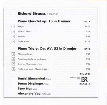 CD Richard Strauss: Piano Quartet ∙ Piano Trio No. 2
