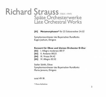 CD Richard Strauss: Späte Orchesterwerke / Late Orchestral Works
