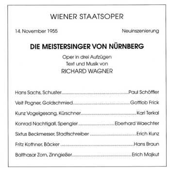4CD Fritz Reiner: Die Meistersinger von Nürnberg, Live Recording, 14. November 1955