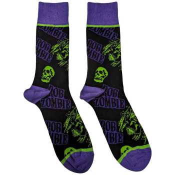 Merch Rob Zombie: Ankle Socks Skull Face Green/purple