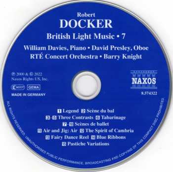 CD Robert Docker: Three Contrasts • Scènes De Ballet • Pastiche Variations