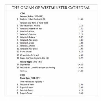 2CD Johannes Brahms: The Organ Of Westminster Cathedral