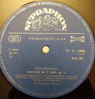 LP Robert Schumann: Fantasie In C Dur / Arabeske / Blumenstück