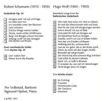 CD Robert Schumann: Liederkreis Op. 24 / Zwei Venetianische Lieder From Myrten Op. 25 / Songs From The Italienisches Liederbuch / Five Mörike-Lieder