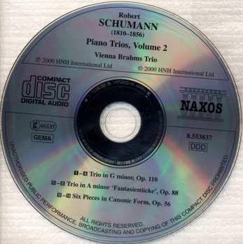 CD Robert Schumann: Piano Trios, Volume 2 - Trio In A Minor 'Fantasiestücke' • Trio In G Minor • Six Pieces In Canonic Form