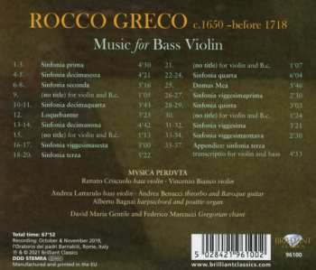 CD Musica Perduta: Music For Bass Violin