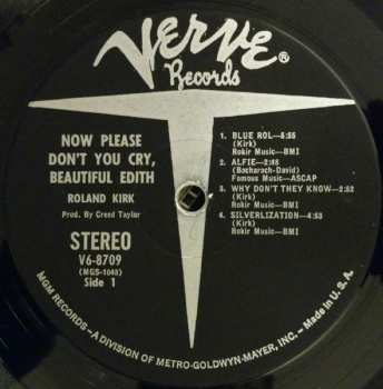 CD Roland Kirk: Now Please Don't You Cry Beautiful Edith