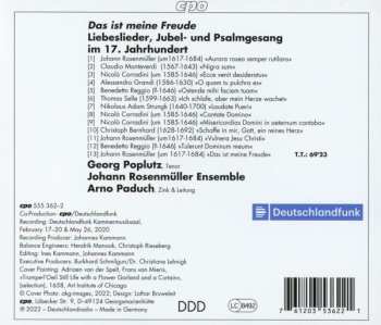 CD Claudio Monteverdi: Das Ist Meine Freude - Love Songs & Psalms