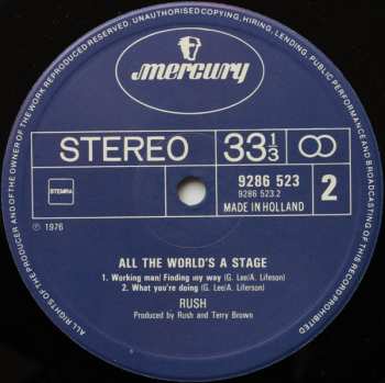 2LP Rush: All The World's A Stage