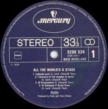 2LP Rush: All The World's A Stage