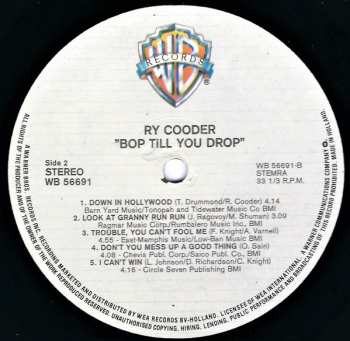 LP Ry Cooder: Bop Till You Drop