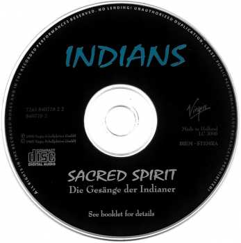 CD Sacred Spirit: Indians (Die Gesänge Der Indianer)