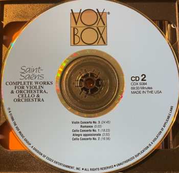 2CD Camille Saint-Saëns: Complete Works For Violin & Orchestra and Cello & Orchestra