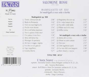CD Salomone Rossi: Madrigaletti  Op. XIII  - Sei Madrigali A Voce Sola E Tiorba