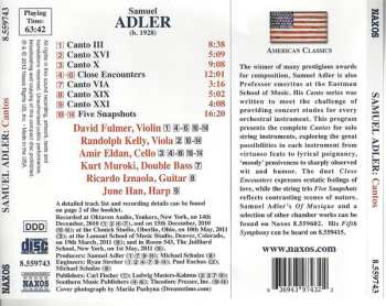 CD Samuel Adler: Cantos • Close Encounters • Five Snapshots