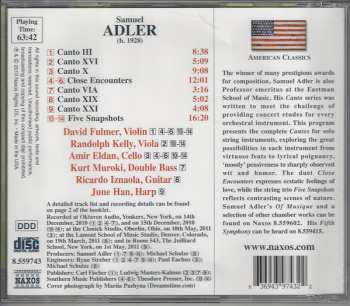 CD Samuel Adler: Cantos • Close Encounters • Five Snapshots