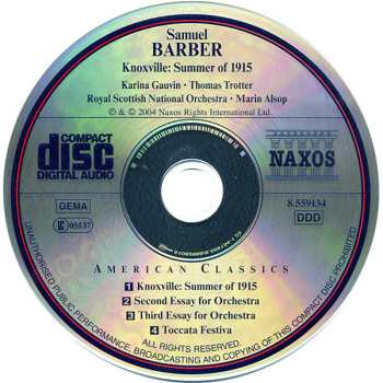 CD Samuel Barber: Knoxville: Summer Of 1915 • Essays For Orchestra Nos. 2 And 3