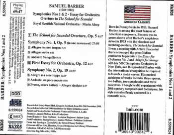 CD Samuel Barber: Orchestral Works, Volume 1 - Symphonies Nos 1 And 2
