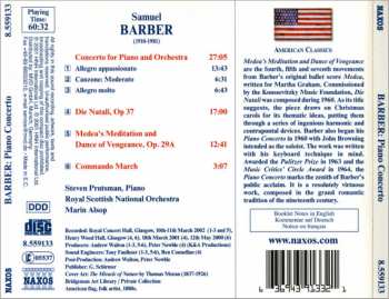 CD Samuel Barber: Piano Concerto • Medea's Meditation And Dance Of Vengeance