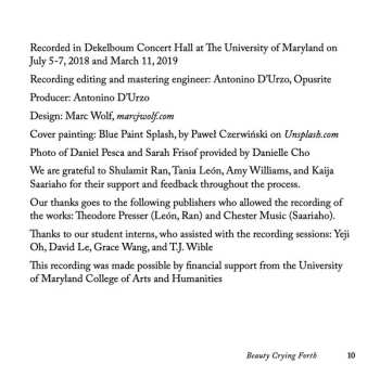 CD Daniel Pesca: Beauty Crying Forth: Flute Music By Women Across Time