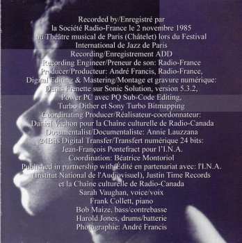 2CD Sarah Vaughan: In The City Of Lights