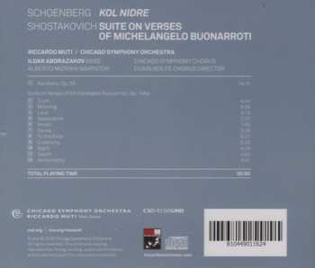 CD Dmitri Shostakovich: Kol Nidre / Suite On Verses Of Michelangelo Buonarroti