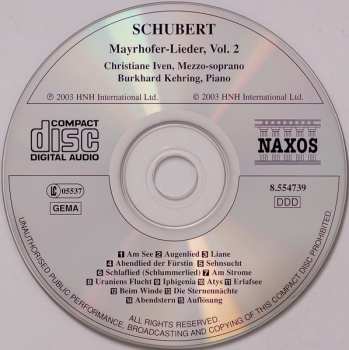 CD Franz Schubert: Mayrhofer-Lieder, Vol. 2