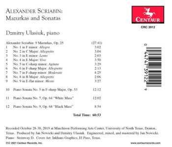 CD Alexander Scriabine: Mazurkas And Sonatas