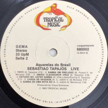 LP Sebastião Tapajós: Aquarelas Do Brasil Live