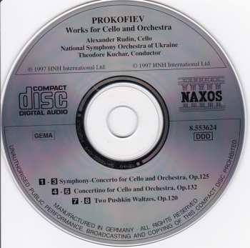 CD Sergei Prokofiev: Music For Cello And Orchestra