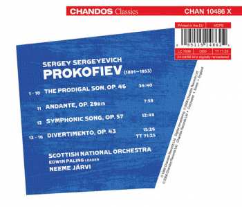 CD Sergei Prokofiev: The Prodigal Son · Divertimento · Andante (Op.29BIS) · Symphonic Song