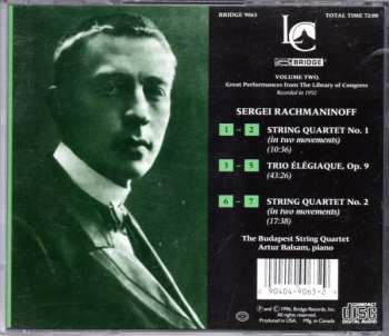 CD Sergei Vasilyevich Rachmaninoff: String Quartets No. 1 And No. 2 / Trio Élégiaque, Op. 9