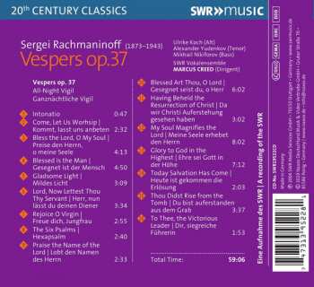 CD Sergei Vasilyevich Rachmaninoff: Vespers, Op. 37