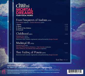 CD Sergio Cervetti: Mortal Dreams: Four Vocal Works