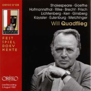 CD Shakespeare / Hofmannsthal / Will Quadflieg: Der Schauspieler Im Spiegel Der Dichtung