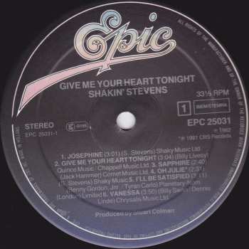 LP Shakin' Stevens: Give Me Your Heart Tonight