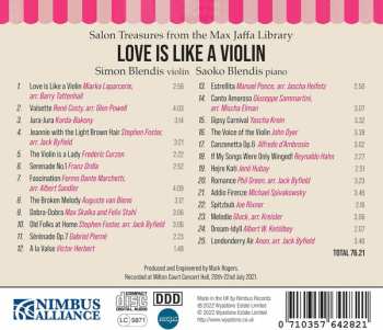 CD Simon Blendis: Salon Treasures From The Max Jaffa Library: Love Is Like A Violin