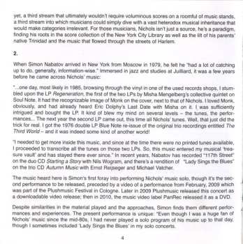 CD Simon Nabatov: Spinning Songs Of Herbie Nichols