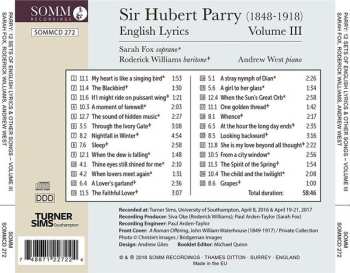 CD Charles Hubert Hastings Parry: Twelve Sets Of English Lyrics Volume III