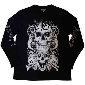 Merch Slayer: Slayer Unisex Long Sleeve T-shirt: White Skulls (sleeve Print) (small) S