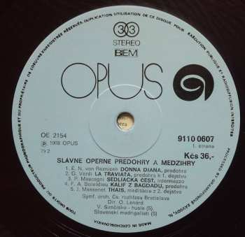 LP Slovak Radio Symphony Orchestra: Famous Opera Overtures And Intermezzi