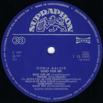 LP Gustav Brom Orchestra: Send For Me